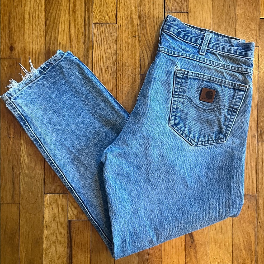 Carhartt B17 Men’s Light Blue Relaxed Denim Jeans (Stained)